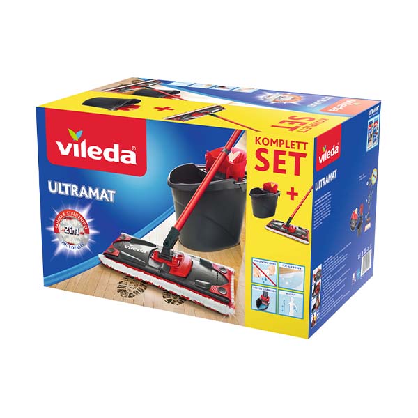  Vileda ULTRAMAX Turbo Floor Mop Complete Set, Mop with  Telescopic Handle, Microfibre Cover and Bucket with Power Spinner, Handle  Length 75-130 cm, Eco Packaging : Toys & Games