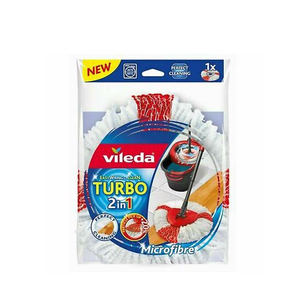 BOX OF 6 Vileda Microfibre 2 in 1 Easy Wring & Clean Turbo Mop Refill Heads 